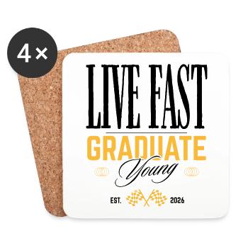 Graduiert Feier Gelb Typografie - Untersetzer (4er-Set) - Weiß - Vorne