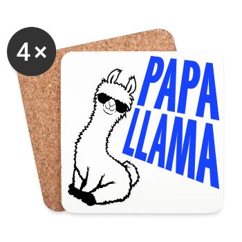 Papa Llama Lunettes de soleil cool assis Animal drôle - Dessous de verre (lot de 4) - blanc - Devant