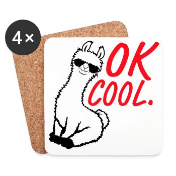 OK Lunettes de soleil Lama cool assises Drôle coquin - Dessous de verre (lot de 4) - blanc - Devant