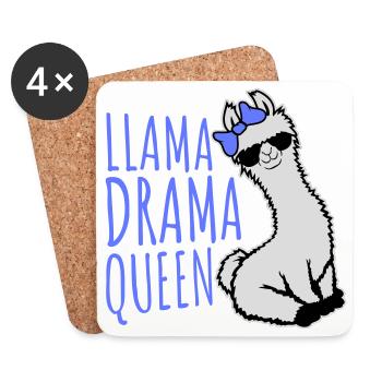 Lama Drama Queen Lunettes de soleil cool assises drôle - Dessous de verre (lot de 4) - blanc - Devant