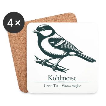 Great Silhouette | Ornithology | Drawing - Coasters (set of 4) - white - Front