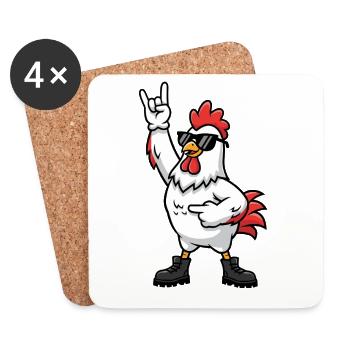 Chicken Rock Funny Music Gift - Coasters (set of 4) - white - Front