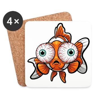 Süßer Goldfisch Cartoon große Augen übermüdet - Untersetzer (4er-Set) - Weiß - Vorne
