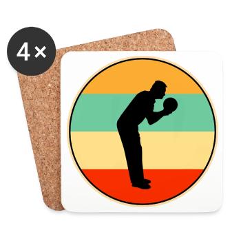 Bowler Retro Silhouette Vintage Sunset Bowling Gif - Coasters (set of 4) - white - Front