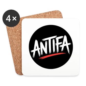 Antifa - Antifascist Merch - Coasters (set of 4) - white - Front
