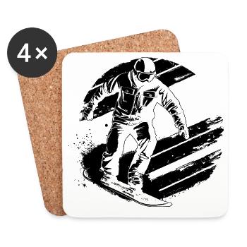Snowboarder - Untersetzer (4er-Set) - Weiß - Vorne