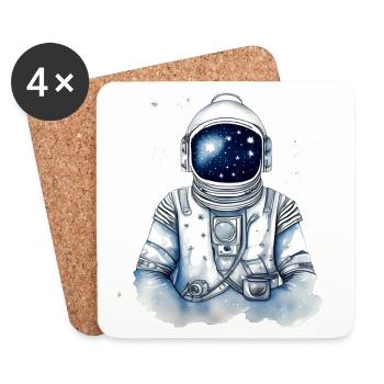 Astronaut im Sternenraum - Untersetzer (4er-Set) - Weiß - Vorne