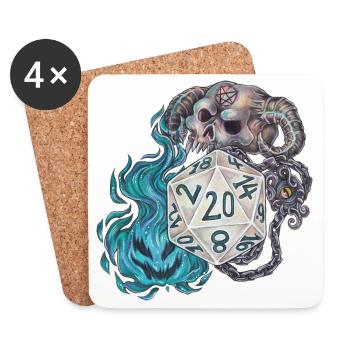 RPG Tabletop D20 Dice Gift Warlock - Coasters (set of 4) - white - Front