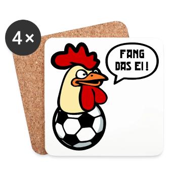 Joueur de football des poules Football - Dessous de verre (lot de 4) - blanc - Devant