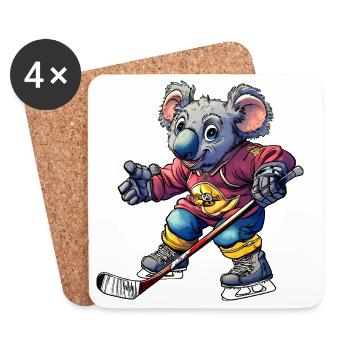 Koala du hockey sur glace - Dessous de verre (lot de 4) - blanc - Devant