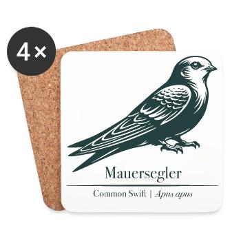 Swift Silhouette | Ornithology | Drawing - Coasters (set of 4) - white - Front