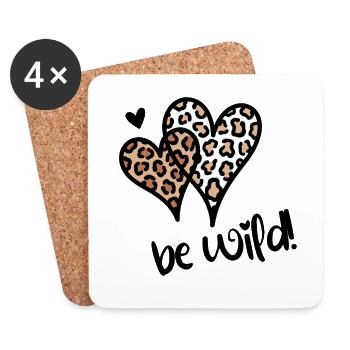 Be Wild Leopardenherzen - Untersetzer (4er-Set) - Weiß - Vorne