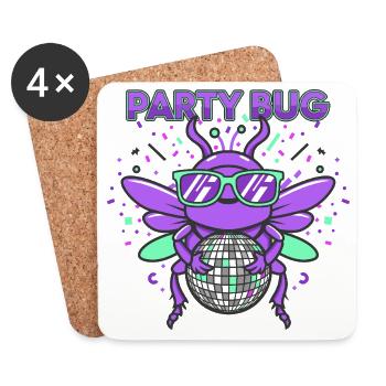 Party Bug - Disco Fieber - Untersetzer (4er-Set) - Weiß - Vorne