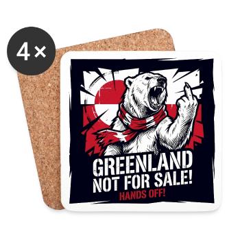 Greenland Not For Sale - Hands Off - Eisbär - Untersetzer (4er-Set) - Weiß - Vorne