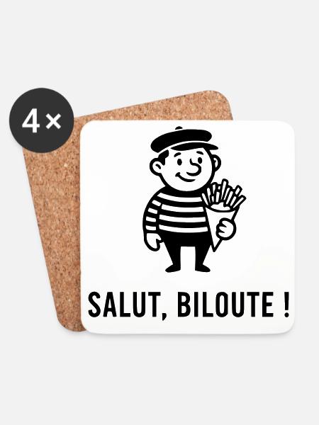 Salut biloute - Dessous de verre (lot de 4) - blanc