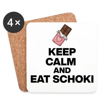 RESTE CALME ET MANGE DU CHOCOLAT, CADEAU DE JUNKIE AU CHOCOLAT - Dessous de verre (lot de 4) - blanc - Devant