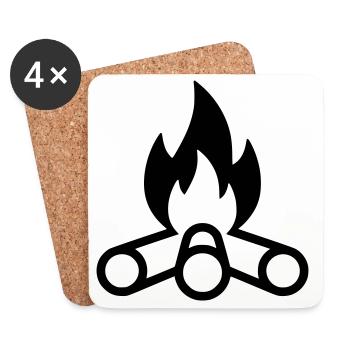 Campfire Flames Icon - Coasters (set of 4) - white - Front