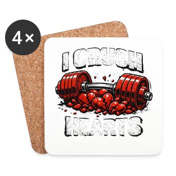 Valentines Day I Crush Hearts Dumbbell Lifting GYM - Coasters (set of 4) - white - Front