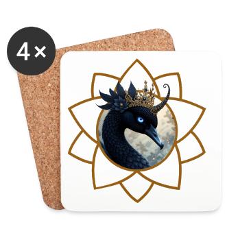 Peacock crowned in Dorado - Coasters (set of 4) - white - Front