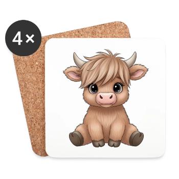Baby cow with pony hair - Coasters (set of 4) - white - Front