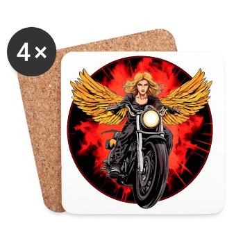 Angel Motorcyclist / Motorcycle Angel - Coasters (set of 4) - white - Front