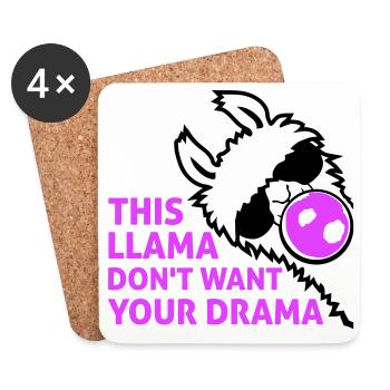 Ce lama ne veut pas de ta bulle dramatique - Dessous de verre (lot de 4) - blanc - Devant