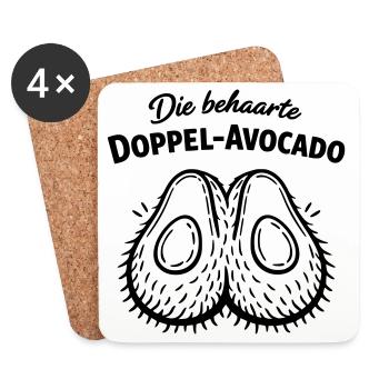 Doppel Avocado behaart unter der Gürtellinie - Untersetzer (4er-Set) - Weiß - Vorne
