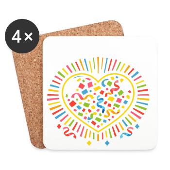 Confetti in the heart of Carnival Carnival - Coasters (set of 4) - white - Front