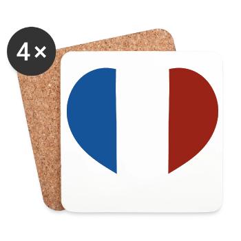 French Flag Heart - Coasters (set of 4) - white - Front