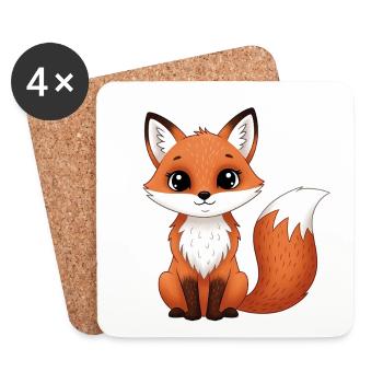 Un renard mignon dans un style dessin animé - Dessous de verre (lot de 4) - blanc - Devant