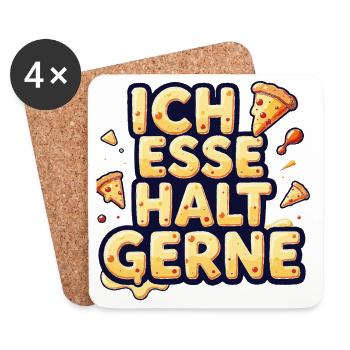 Ich esse halt gerne Pizza - Untersetzer (4er-Set) - Weiß - Vorne