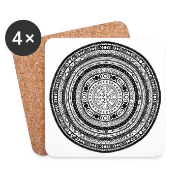 Mandala du cycle lunaire - Dessous de verre (lot de 4) - blanc - Devant