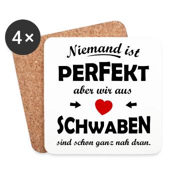 Red Heart on Black – Swabia - Coasters (set of 4) - white - Front