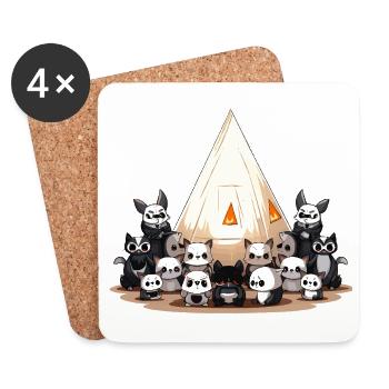 Parade de la pyramide des pandas - Dessous de verre (lot de 4) - blanc - Devant