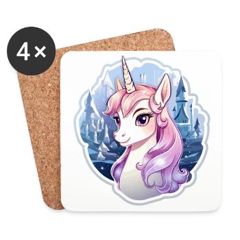 Einhorn im Eisreich - Coasters (set of 4) - white - Front