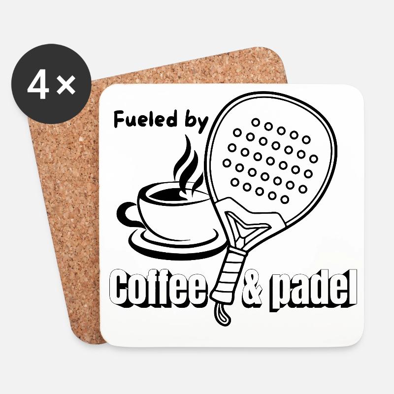 Fueled_by_coffee-padel - Untersetzer (4er-Set) - Weiß
