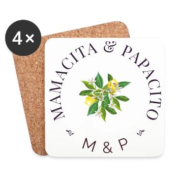 Emblème floral MamaMacita & PapaGito - Dessous de verre (lot de 4) - blanc - Devant