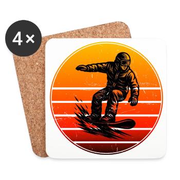 Snowboard motif with recognition value - Coasters (set of 4) - white - Front