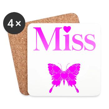 Miss Papillon Fushia - Coasters (set of 4) - white - Front