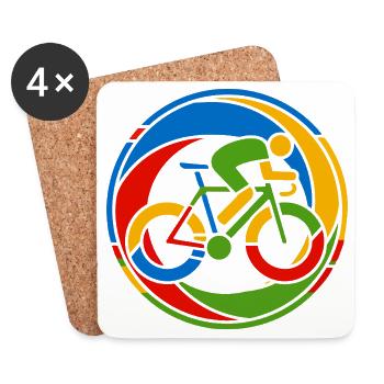 Motif artistique coloré de vélo de route - Dessous de verre (lot de 4) - blanc - Devant