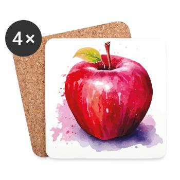 Apfel Aquarell Splash - Untersetzer (4er-Set) - Weiß - Vorne