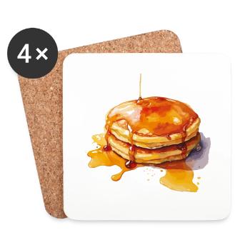 Pile de crêpes au sirop - Dessous de verre (lot de 4) - blanc - Devant