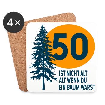 50. Geburtstag Geschenk Baum - Untersetzer (4er-Set) - Weiß - Vorne