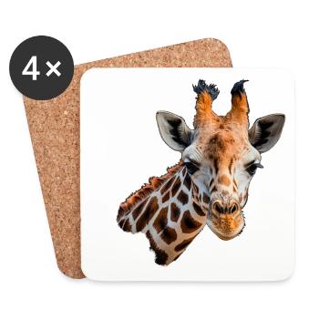Giraffenportrait natürlich - Untersetzer (4er-Set) - Weiß - Vorne