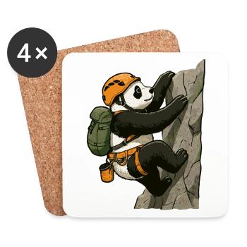 Bloc panda avec du matériel d’escalade - Dessous de verre (lot de 4) - blanc - Devant