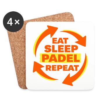 Eat Sleep Padel Repeat Athlete Statement - Coasters (set of 4) - white - Front