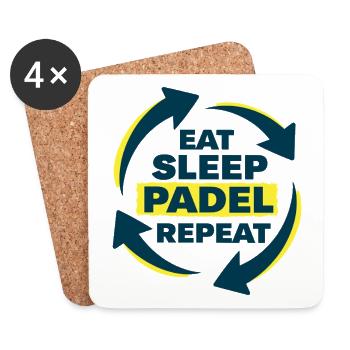 Eat Sleep Padel Repeat Athlete Statement - Coasters (set of 4) - white - Front