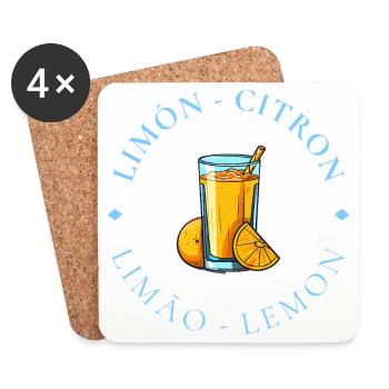 Lemonade Citrus Circle Logo - Coasters (set of 4) - white - Front
