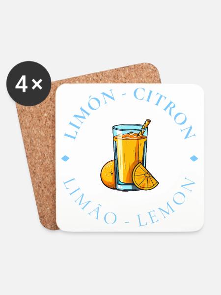 Lemonade Citrus Circle Logo - Coasters (set of 4) - white