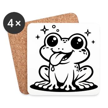 Toad Comic Frog - Coasters (set of 4) - white - Front
